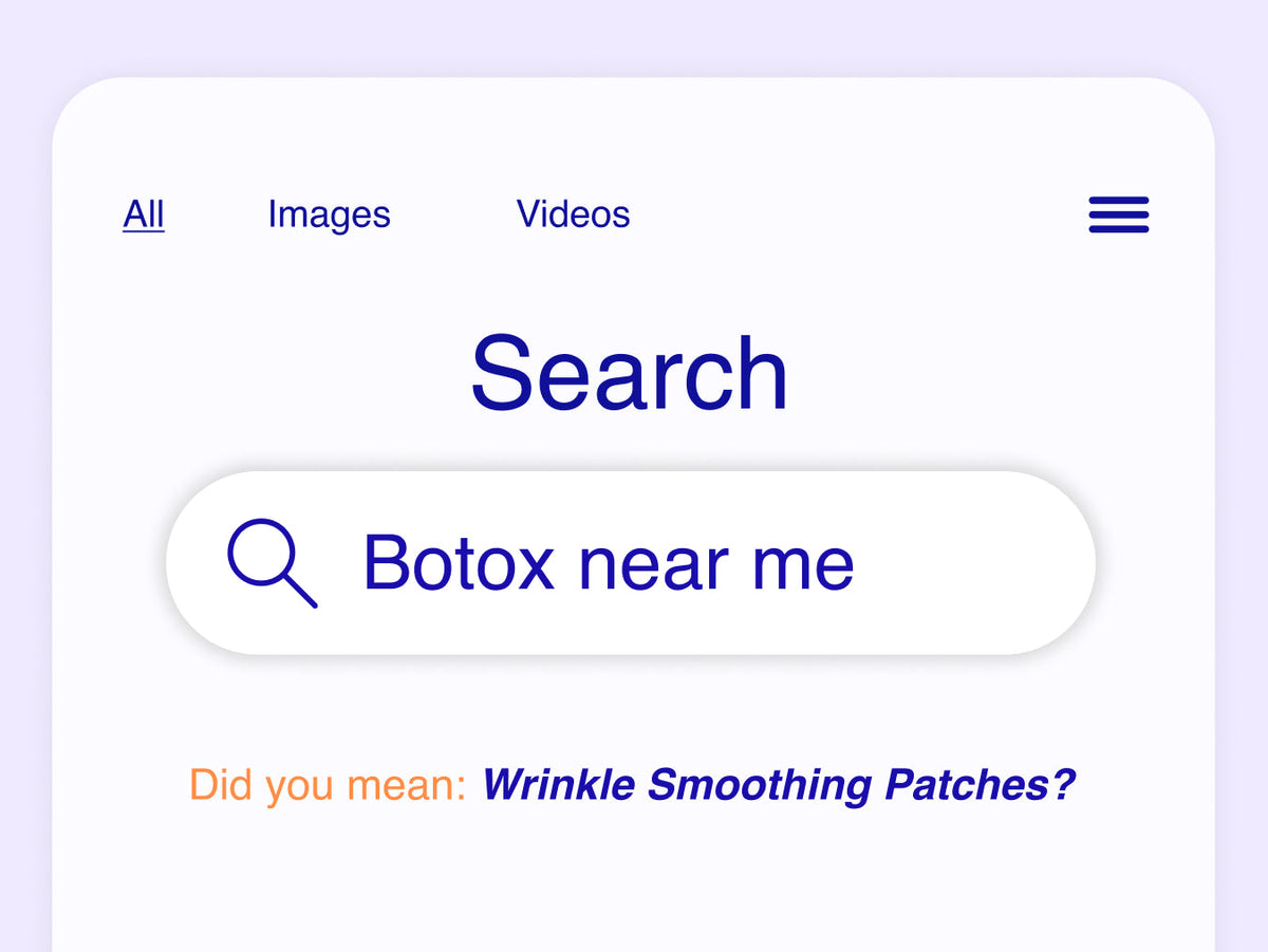 Wrinkles Schminkles blog banner comparing wrinkle smoothing patches to in-clinic aesthetic treatments