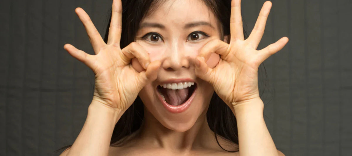 Wrinkles Schminkles blog banner on face yoga for neck lines, in partnership with Koko Face Yoga