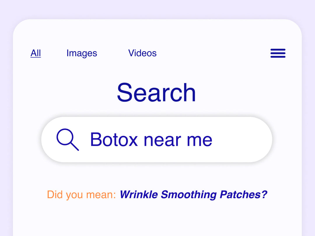 Wrinkles Schminkles blog banner comparing wrinkle smoothing patches to in-clinic aesthetic treatments