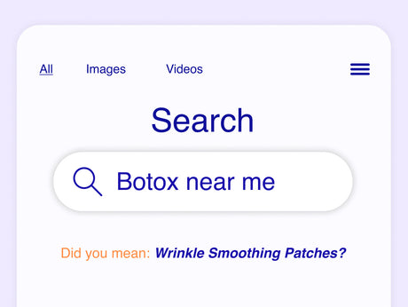 Wrinkles Schminkles blog banner comparing wrinkle smoothing patches to in-clinic aesthetic treatments