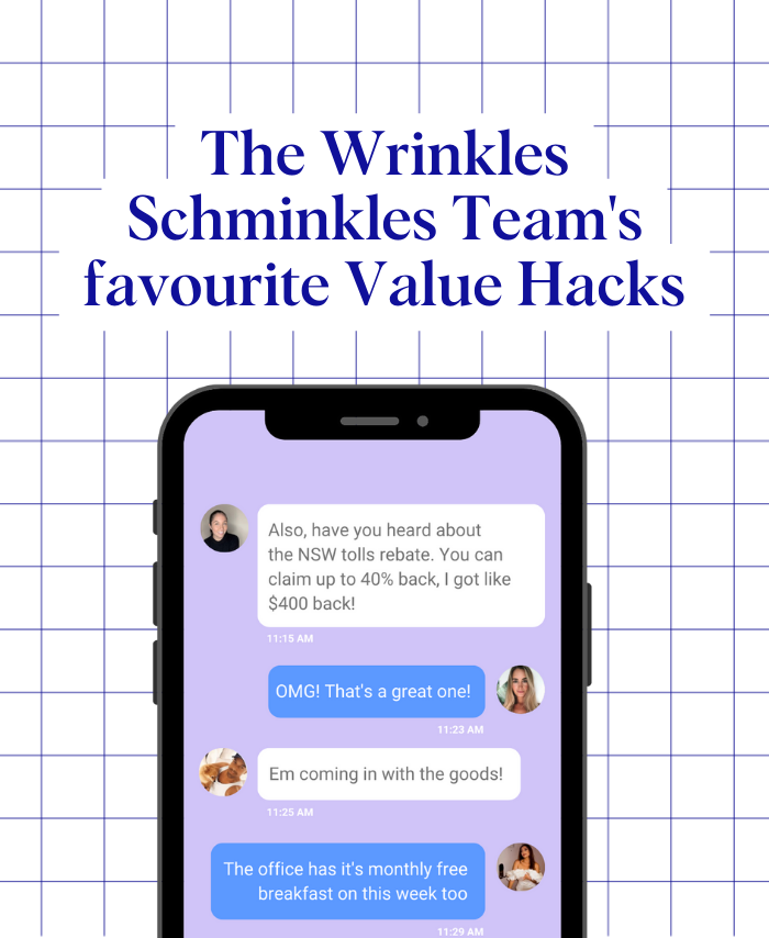 Wrinkles Schminkles blog banner featuring community-approved value hacks from the team