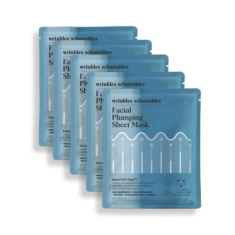 Facial Plumping Sheet Mask - 5 Pack applied to the face for hydration and plumping